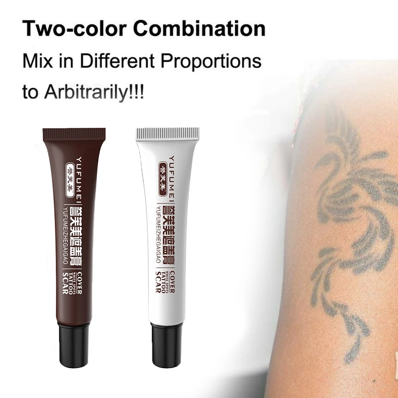 

2 Pcs Tattoo Cover Up Skin Scar Birthmark Concealer Waterproof Spot Hide Makeup Cream Professional Scar Tattoo Concealer TSLM1