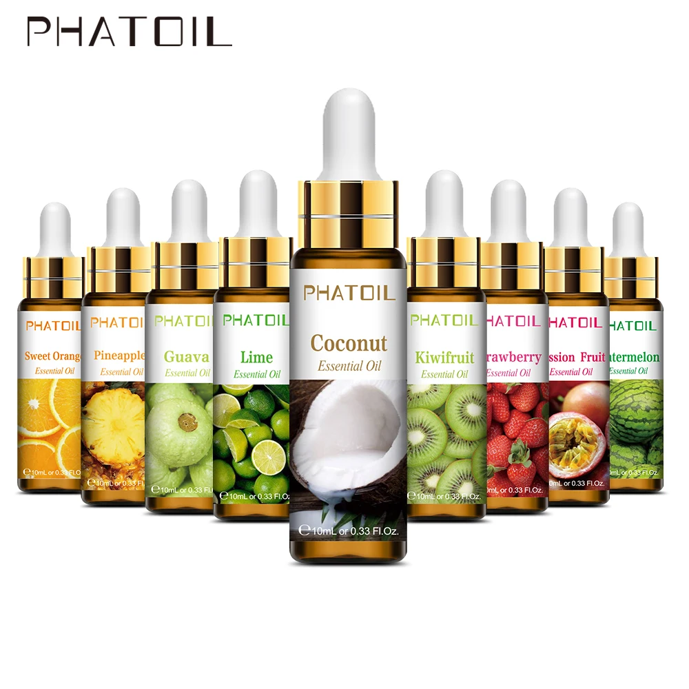 10ml with Dropper Pure Fruit Fragrance Essential Oil Diffuser Strawberry Mango Musk Banana Coconut Aroma for Candle Soap Making-0