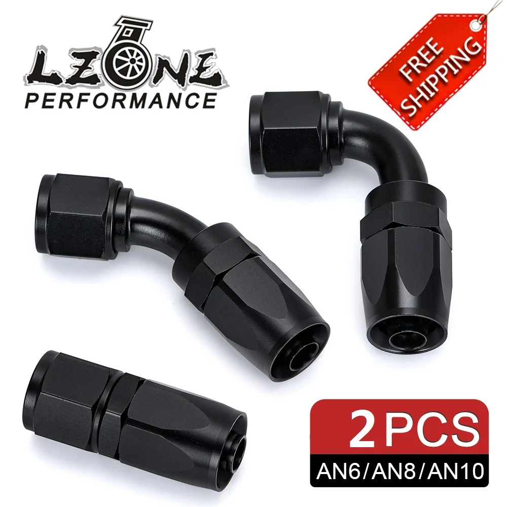 4 Raccords Pivotants AN10 à 90° Pour Tuyau Carburant Tressé - Alliage Aluminium Noir