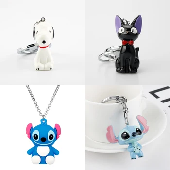 

Lilo Stitch Keychains Kiki's Delivery Service jiji Cat Keyrings Charlie Brown Peanuts Dog Doll Key Chains Holder Charm Necklace
