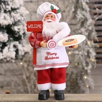 

12in Cute Christmas Tree Ornaments Chef Santa Figurine Doll Accessories Santa Claus Figurines Home Decor Merry Chrimas Gift Home