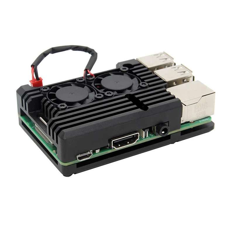 Чехол из алюминиевого сплава BESTFor Raspberry Pi 3B, металлический чехол для Raspberry Pi с двойным вентилятором, для Raspberry Pi 3 Model B+(Plus)/3B