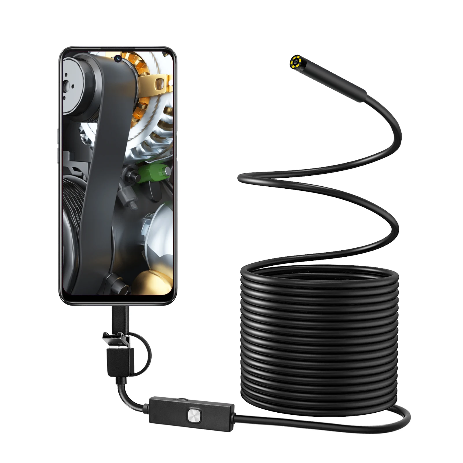 USB-эндоскоп с водонепроницаемой камерой 5 м IP67 бронзовый 7 мм 130 000 пикселей
