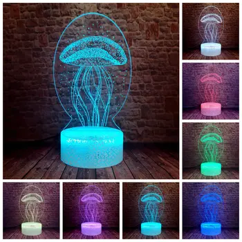 

Luminous Model 3D Illusion LED Kids Nightlight Colorful Changing Light Jelly Fish Animal Figure Toys