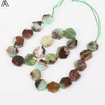 

15-19mm Faceted Middle Drilled Natural Australian Jades Slab Slice Hexagonal Loose Beads For Pendant Necklace Making XT-10AMDJ