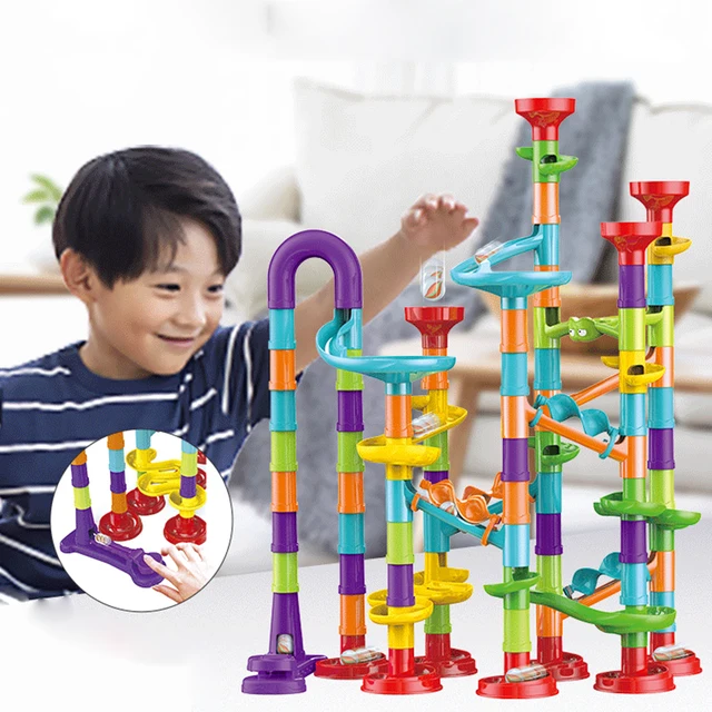 DIY Construction Marble Run Race Track Building Blocks Kids 3D Maze Ball Roll Toys Children Christmas Gift 45/93/113/142pcs Set 1