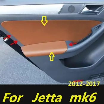 

8PCS Microfiber Front / Rear Door Panels Armrest Leather Cover Protective Trim For Volkswagen Jetta mk6 2012-2017