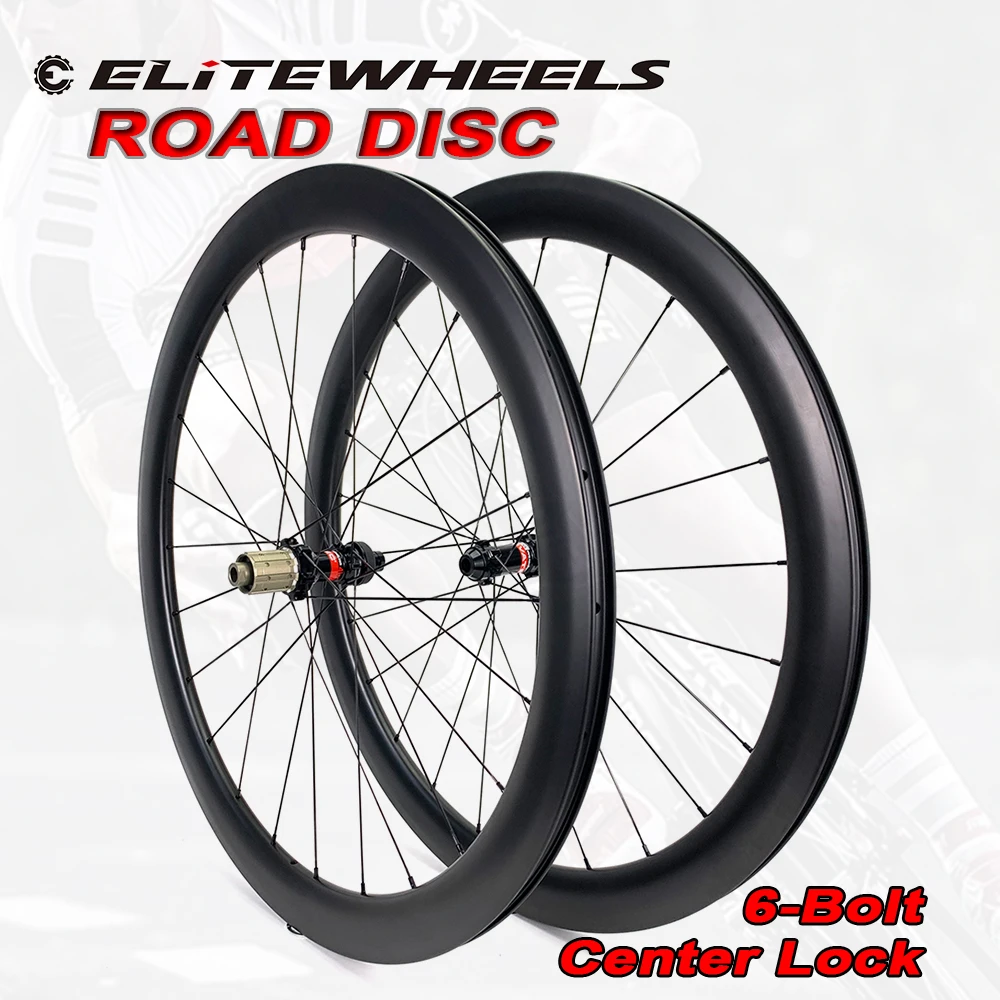 ELITE 700c Road Disc Bicycle Carbon Wheels Novatec D411 6-Bolt OR Center Lock Clincher Tubular Tubeless Road Bike Wheelset