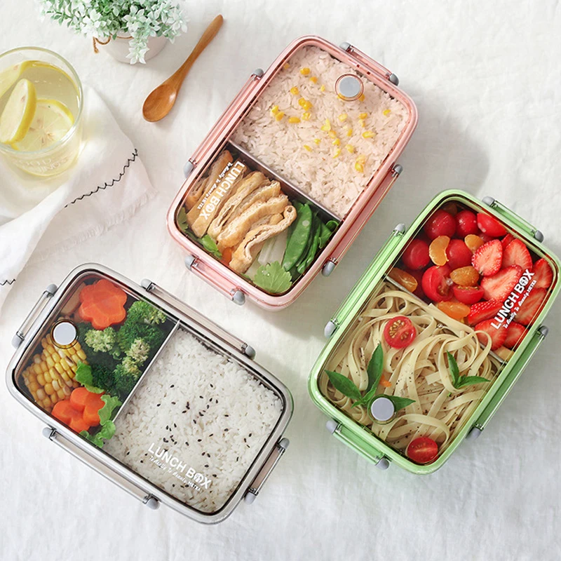 Bento Box детская коробка для завтрака, независимая решетка для детей, микроволновая посуда, контейнер для еды, Ланчбокс, обеденное ведро с подогревом, Ланч-бокс