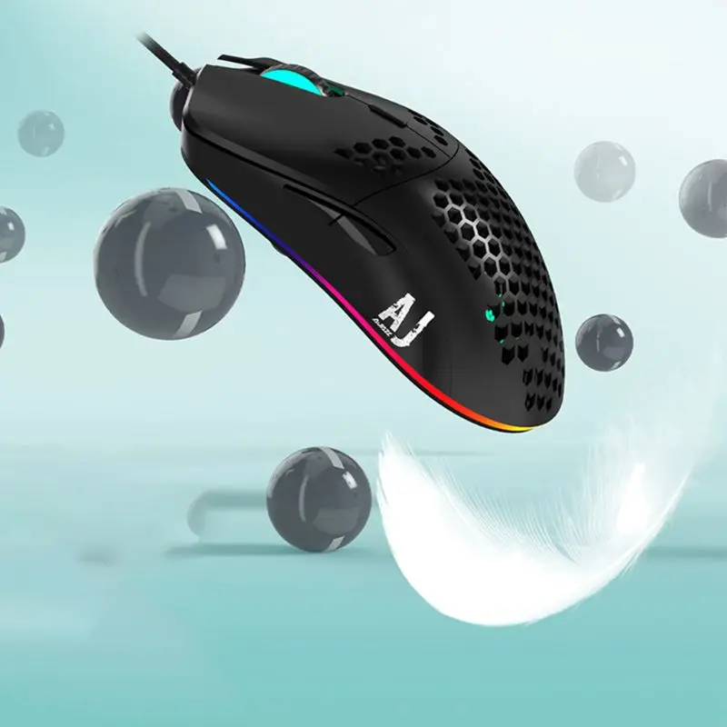 Aj390 leve com fio mouse oco-para fora