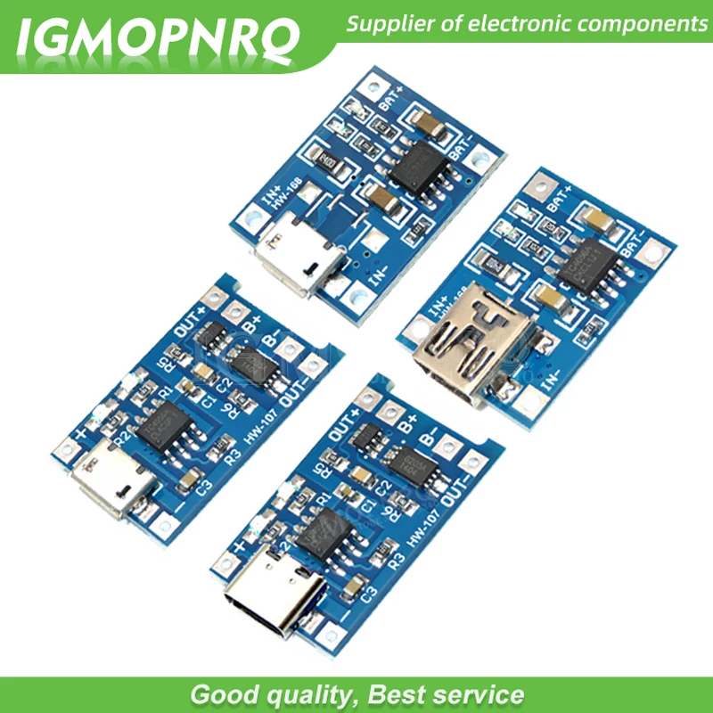 

5pcs 5V Micro USB 1A 18650 TP4056 Lithium Battery Charging Board With Protection Charger Module