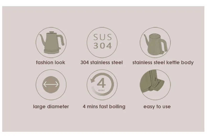 600ML Capacity Electric Kettle Fast Boiling Water Heater 1200W Desktop Teapot 304 Stainless Steel Water Boiler