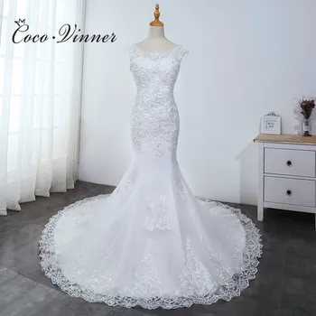 

Boat Neck Lace Appliques Mermaid Wedding Gown Pure White Plus Size Wedding Dress Beatuiful Beading Embroidery Bride Dress WX0040