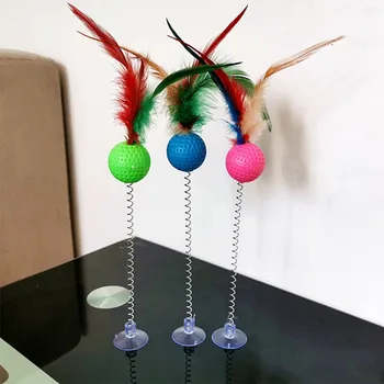 

Cat Interactive Toy With Sucker Funny Cat Mice Shape Spring Feather Plush Mouse Funny Pet Toys