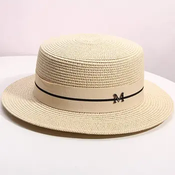 Hat For Women Panama Hat Summer Beach Hat Female Casual Lady Women Flat Brim Straw Cap Girls Sun Hat 5