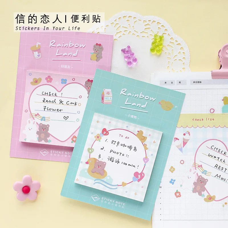 

20 set/lot Memo Pads Sticky Notes Rainbow Land Series Notepad diary Scrapbooking Stickers Office School stationery Notepad