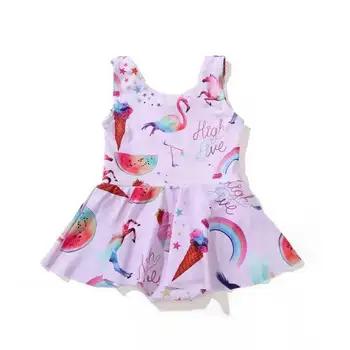 

Baby Swimsuit Little Baby Pink Parrot Siamese Child Sunscreen Quick-Dry Girl Hot Spring Swimsuit
