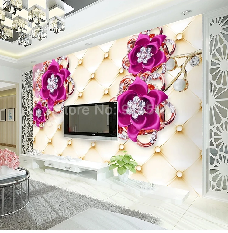 Custom Photo Mural Wallpaper For Bedroom Walls 3D Jewelry Flowers Soft Pack TV Background Art Wall Papers Home Decor Living Room
