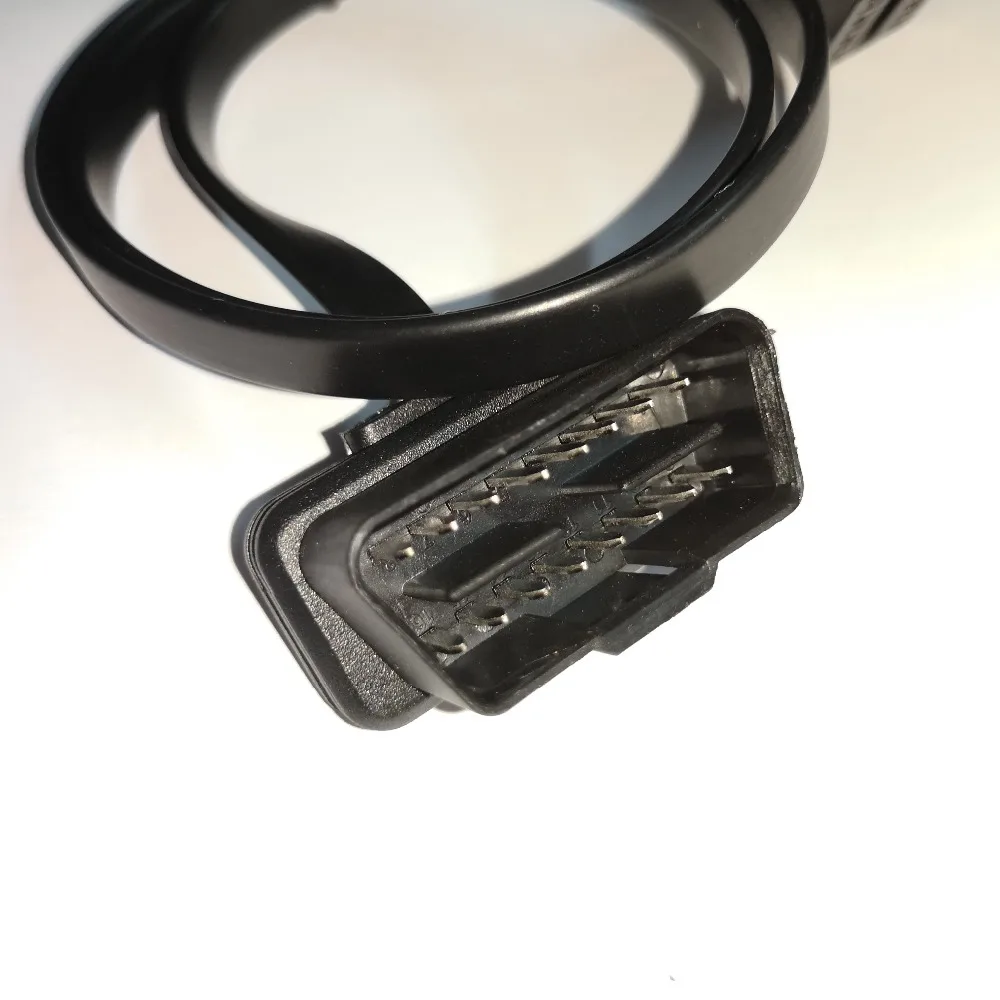 c394030 100cm 60cm Flat Thin As Noodle OBD2 OBDII OBD 16Pin ELM327 Male To Female Elbow Extension Cable Diagnostic Scanner Connector (6)