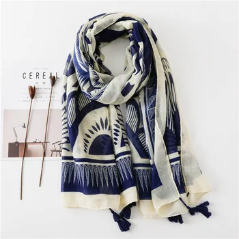 

Luxury brands Beach quality shawl spring and autumn women Fashion Cotton and linen scarf 2020 new print sunscreen silk scarves