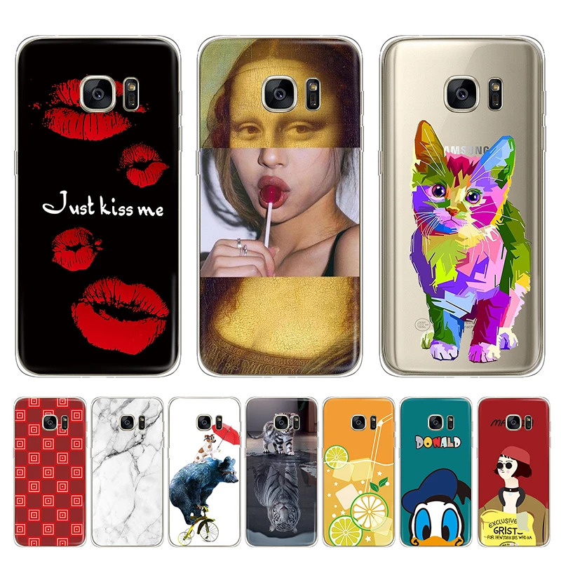 Silicone Phone Case for Samsung Galaxy S7 Edge Coque Soft DIY Painted Cover TPU Shells Bags Cute Fandas |