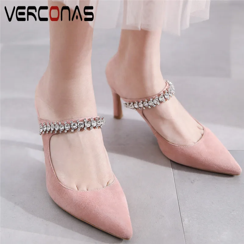 VERCONAS/женские туфли с острым носком Стразы Классический дизайн Лакированные