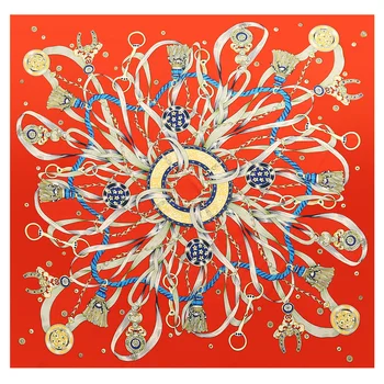 

130*130cm TOP Silk Keychain luxurious Scarves Women Foulard Square Hijab Scarf Ladies Shawl wrap muffler pareo female hijab