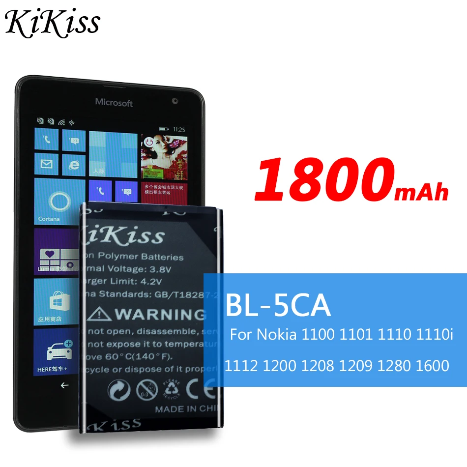 Batteria Sostitutiva Del Telefono Cellulare Di 1800Mah Bl-5Ca Per Nokia 1100 1101 1110 1110I 1112 1200 1208 1209 1280 1600