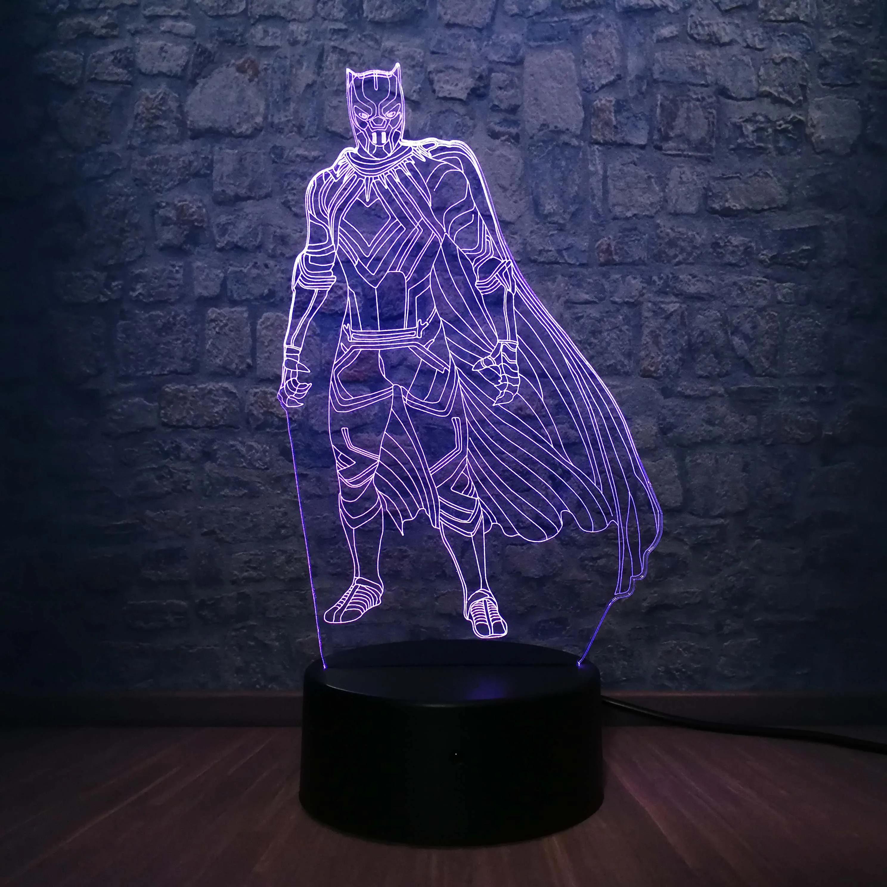 Black base 2 Мстители 3D лампа USB ночник RGB Черная пантера герой комиксов 7 цветов Настольная лампа Праздничная Вечеринка настроение Лава детская игрушка подарок - Испускаемый цвет: Black base 2