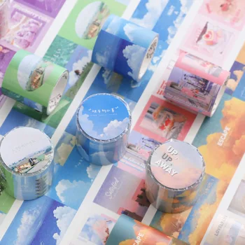 

40mm*3m Kawaii Cute Cloud Sky Coffee Washi Tape DIY Scrapbooking Drawing Masking Tape School Supplies Bullet Journal sl2611