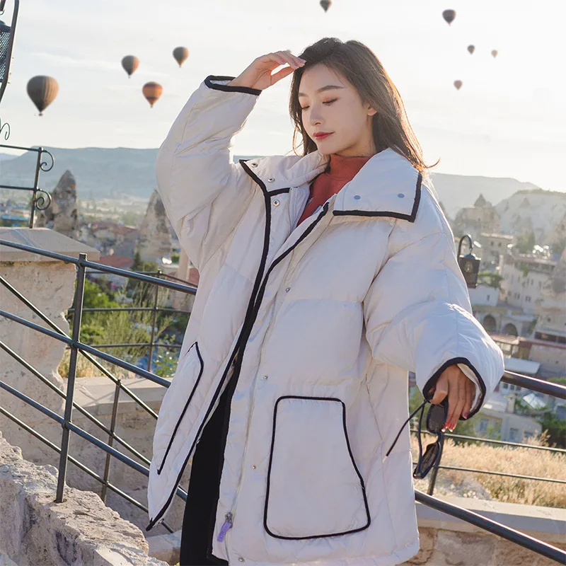 

South Korea 2018 Winter down Feather Cotton-padded Clothes Women's Mid-length Loose-Fit BF Thick Students Cotton-padded Jacket C