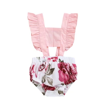 

2020 Fashion New Ins Hot Sales Rose One-piece Harness Briefs Baby Girl Bodysuits Suit Flower Printed New Style Baby Clothes