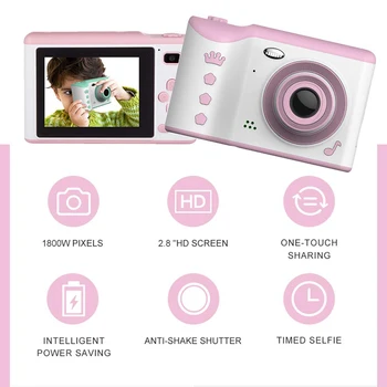 

2.8 Inch Touch Screen Large Capacity Travel Portable Photo Recording Mini Gift Digital Cameras Kids High Definition Dual Lens