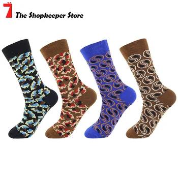 

New Colorful Happy Socks Unisex Men Women Cotton Jacquard Fashion Fancies Cool Print Crew Socks Male Funny Novel 2020