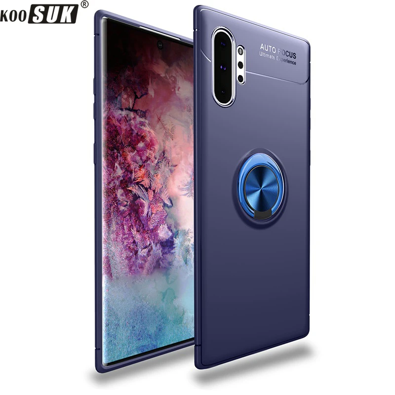 

Rotate Metal Ring Case For Sansung Note 10 Plus Silicone Car Magnetic Stand Holder Phone Case For Sansung Galaxy Note 10+ Cover