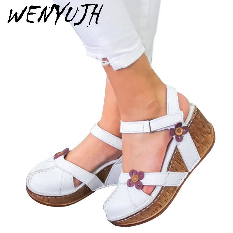 Women Sandals Summer Flock Fashion High Heels Platform Open Toes Shoes Sandalia Feminina | Обувь