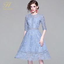 H Han queen элегантное кружевное платье с вырезами женское осеннее винтажное Сексуальное вечернее Повседневное платье длиной до колена Vestidos