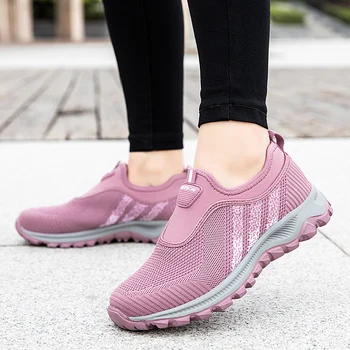 

Cheaper Breathable Women Sneakers Outdoor Jogging shoes Non-Slip Outdoor Walking Shoes New Elder Comfortable Light Flats Shoes