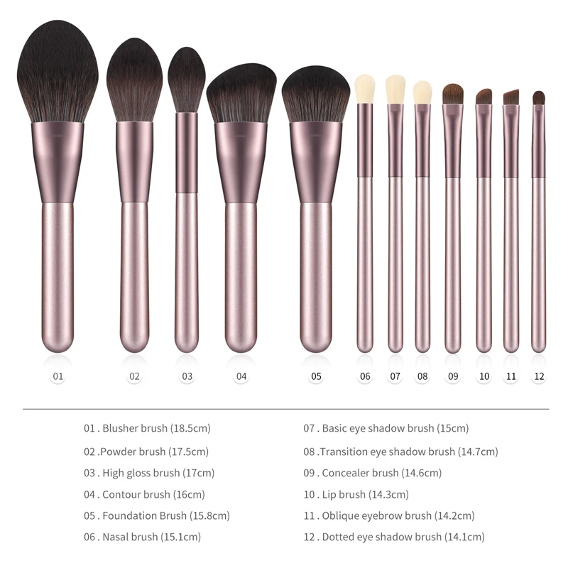 Massaller 12pcs Purple Super Quality Pro Makeup Brush Set Soft Synthetic Hair Powder Foundation Eye Brow Lip Brushes for Make Up