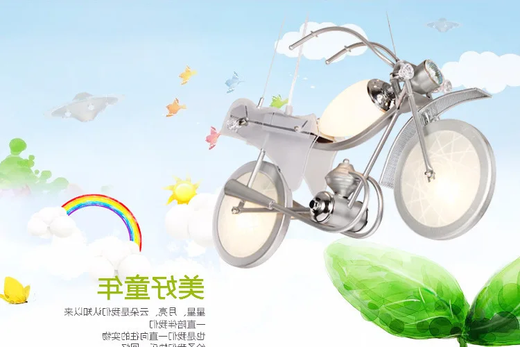 

Modern Motorcycle Glass Pendant Light For Kids,children Cartoon Iron Light Fixture luminaire