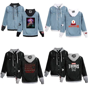

Stranger Things 3 Eleven hooded jacket Cosplay Costume fashion men women demogorgon loose jacket denim cartoon jacket