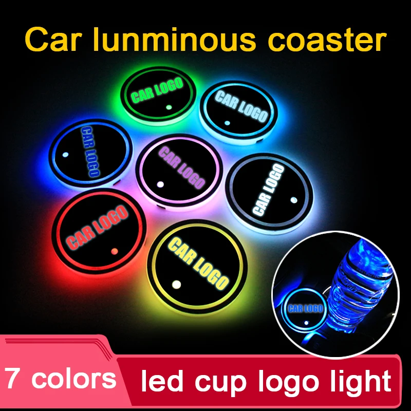 2PCS Led Car Cup Holder Coaster For Chevrolet logo Light cruze captiva lacetti aveo 2011 orlando niva Accessories | Автомобили и