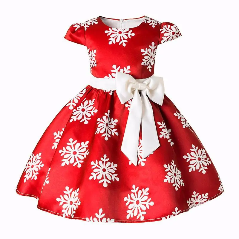 Рождественское платье для девочек; платье принцессы со снежинками для костюмированной вечеринки для девочек; Рождественский костюм; праздничное платье
