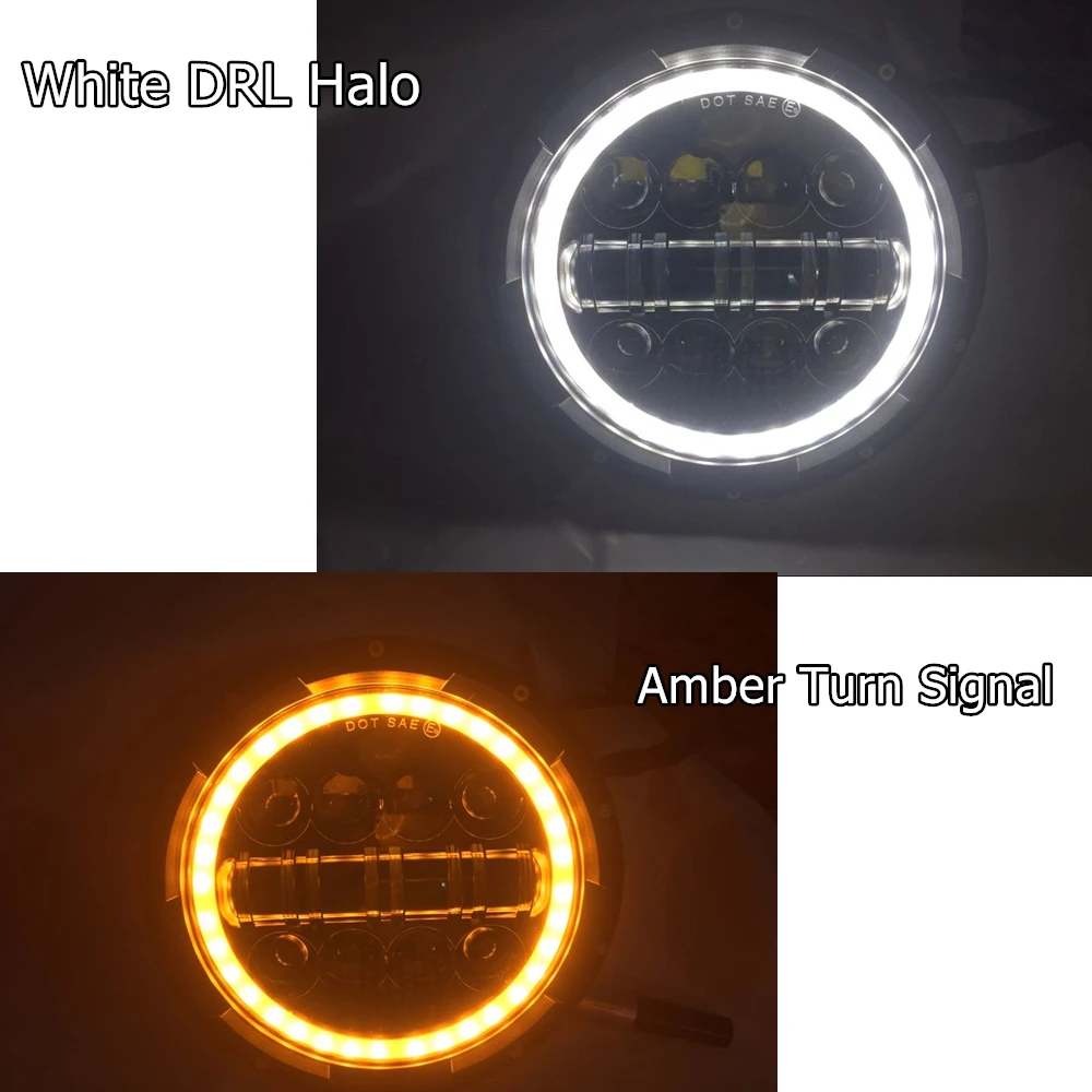 DOT 80 Вт моторный велосипед Halo 7 дюймов светодиодные фары для Softail Heritage Softail Классический FLSTC для Jeep Hummer внедорожный 4X4