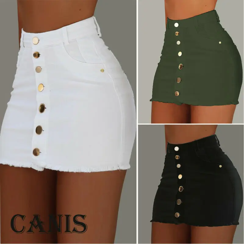 saia jeans cintura alta