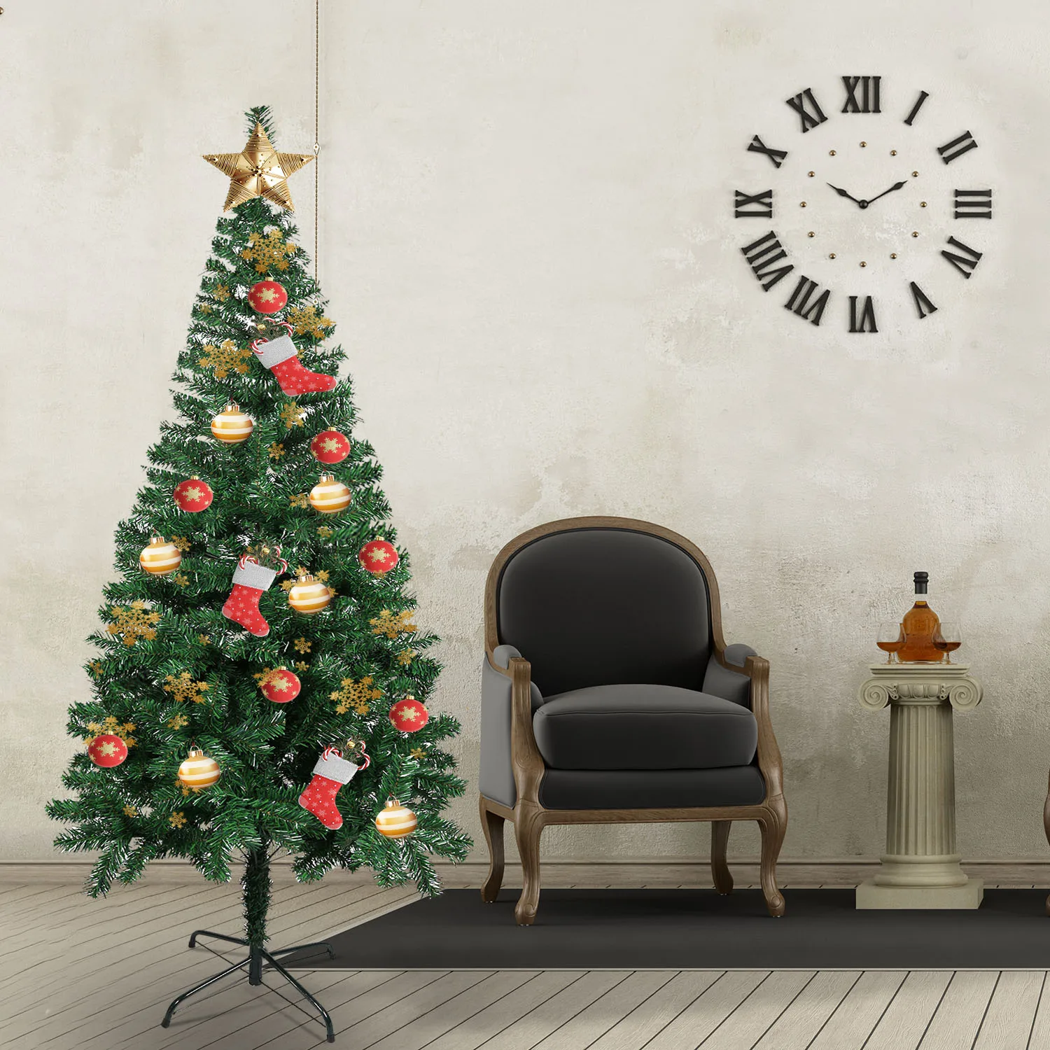 

Christmas Tree Artificial Decoration Full Tree with Solid Metal Stand for Home Party New I88
