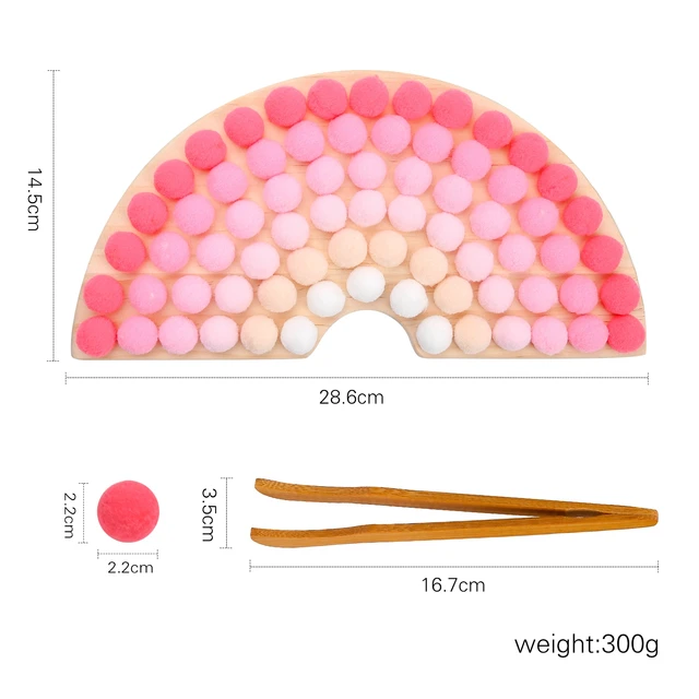 Wooden Beads Game Montessori Educational Early Learn Children Clip Ball Puzzle Preschool Toddler Toys Kids For Children Gifts Pink gradient