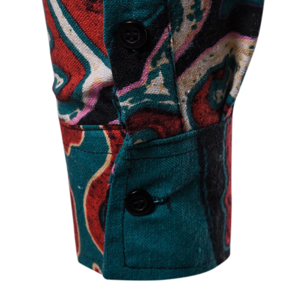 Homens da camisa Цветочные Восьмиугольные импрессо Baixo Camisa hawaiana camisa Manga longa camisas de Roupas Цветочные masculina 10,4