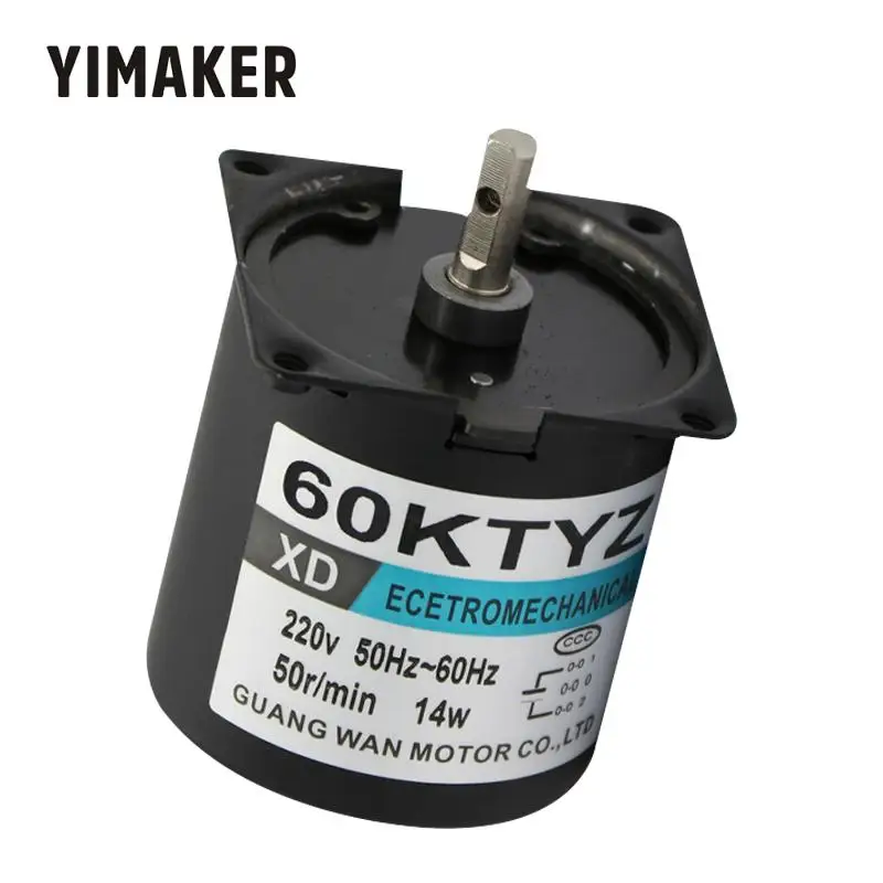 YIMAKER 60KTYZ микро мотор-редуктор переменного тока 220 В 14 Вт большой крутящий момент микро медленный постоянный магнит синхронный мотор-редуктор