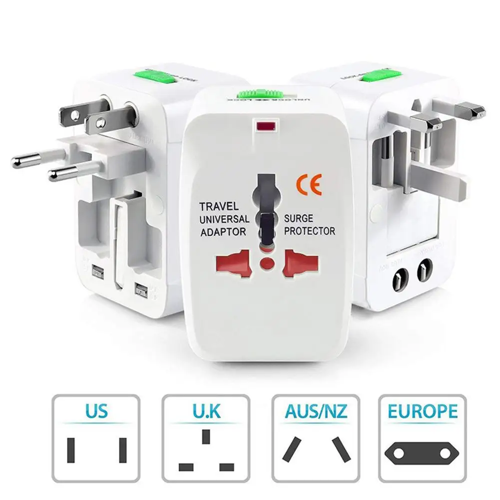 

New Universal Travel AC Power Charger Adapter AU UK US EU Plug Converter 2 USB Port